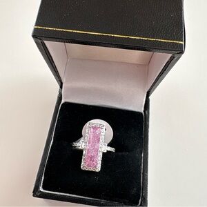 Bomb Party Baguettes Are Always A Yes Ring RBP6391 Lavender Ice Crystal Rhodium